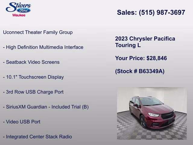 2023 Velvet Red Pearlcoat Chrysler Pacifica Touring L AWD Van