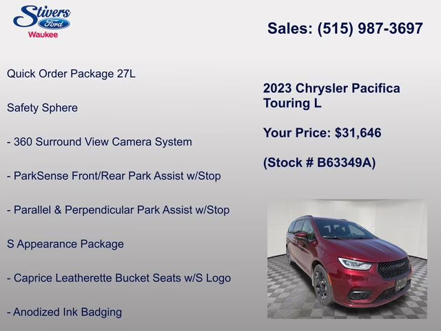 2023 Velvet Red Pearlcoat Chrysler Pacifica Touring L AWD Van