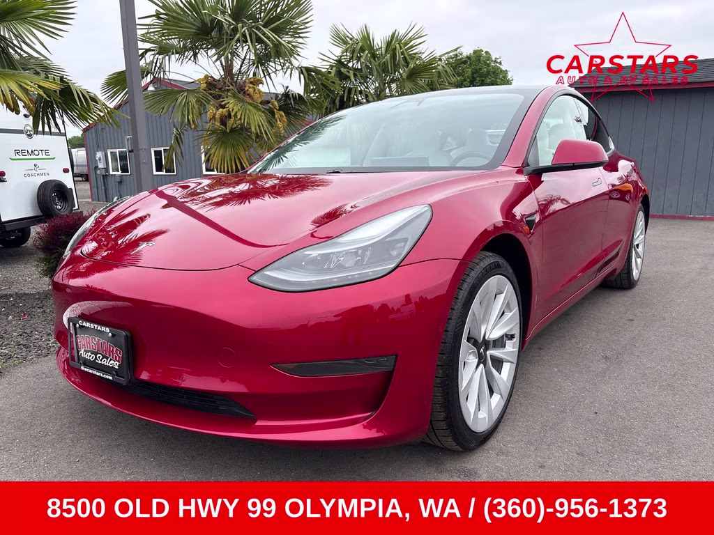 2021 Red Multi-Coat Tesla Model 3 Standard Range Plus RWD Sedan