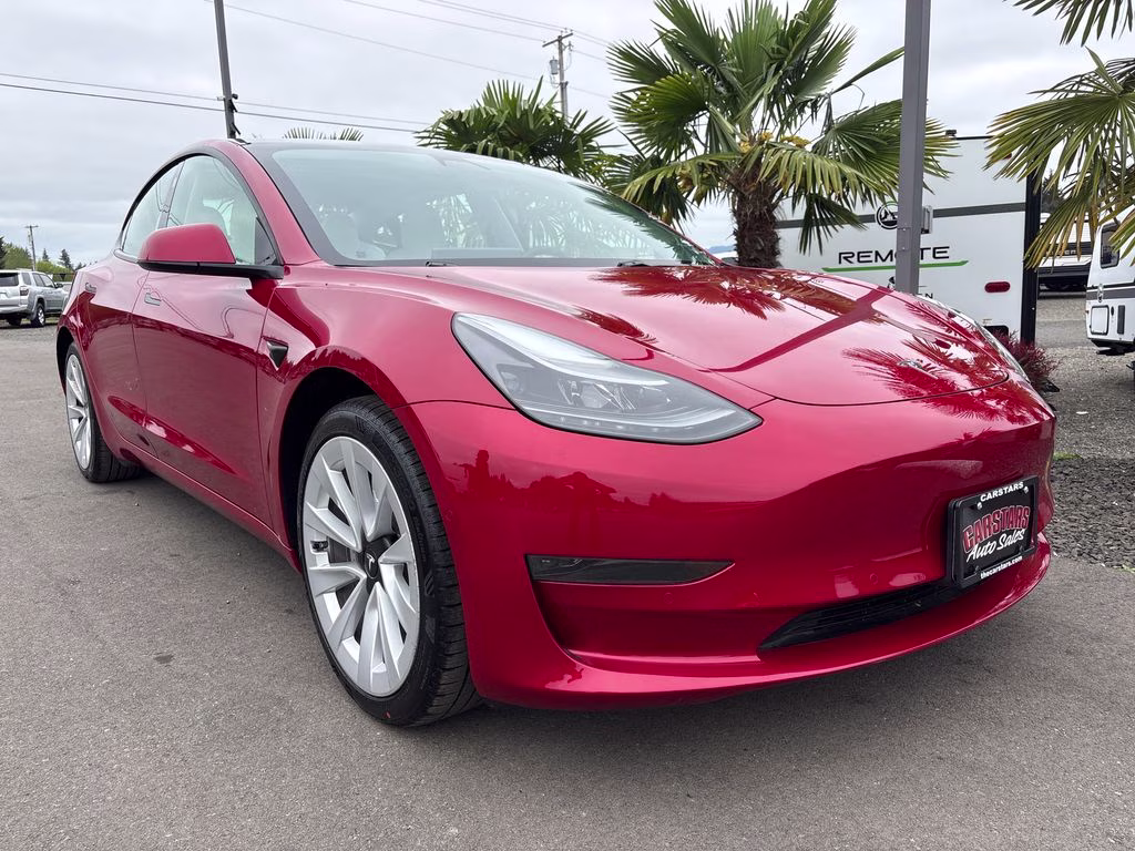 2021 Red Multi-Coat Tesla Model 3 Standard Range Plus RWD Sedan