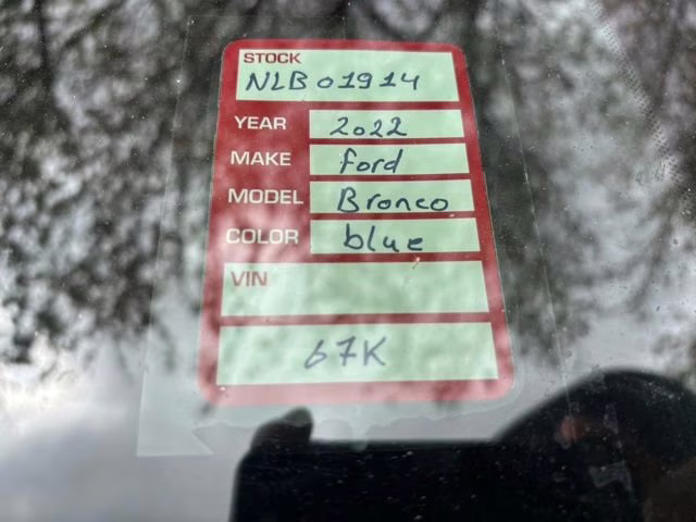 2022 Velocity Blue Metallic Ford Bronco Outer Banks 4X4 Convertible