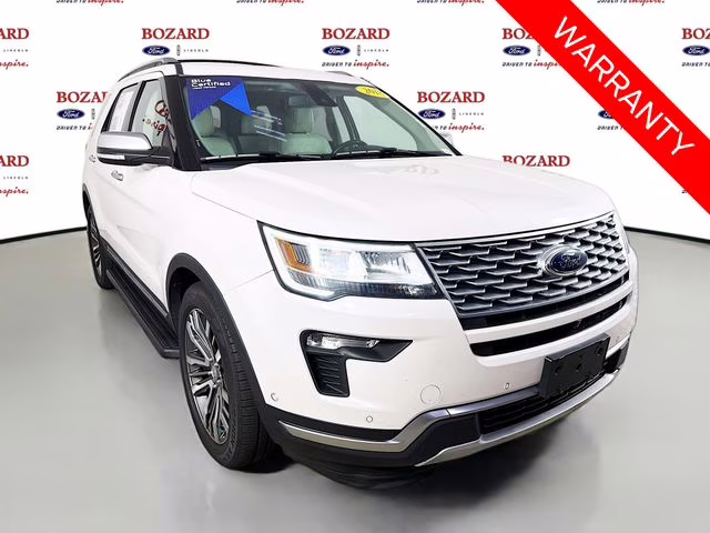 2018 White Platinum Clearcoat Metallic Ford Explorer Platinum 4X4 SUV