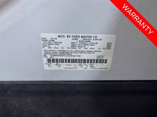 2018 White Platinum Clearcoat Metallic Ford Explorer Platinum 4X4 SUV