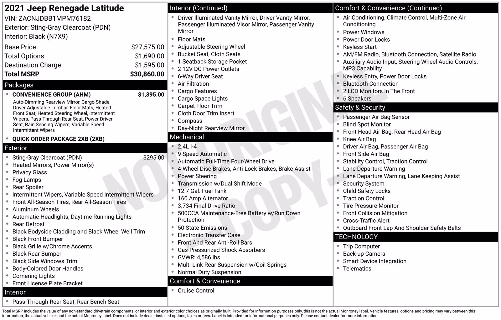 2021 Sting-Gray Clearcoat Jeep Renegade Latitude 4X4 SUV