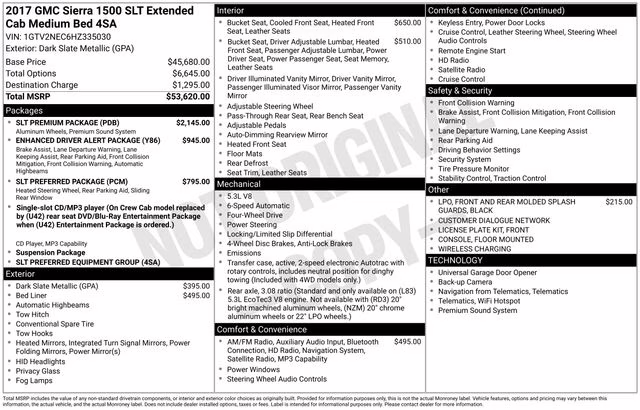 2017 Dark Slate Metallic GMC Sierra 1500 SLT 4X4 Truck