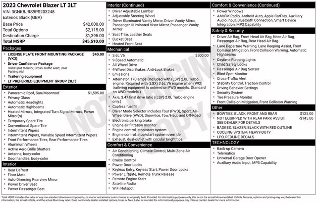 2023 Black Chevrolet Blazer LT AWD SUV