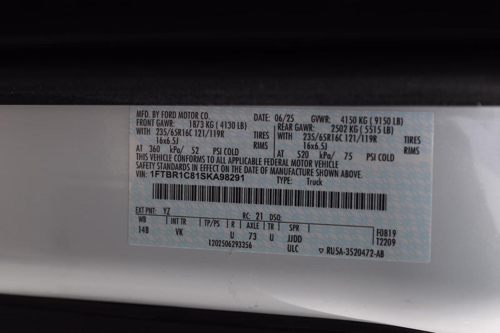 2025 Oxford White Ford Transit 250 RWD Van