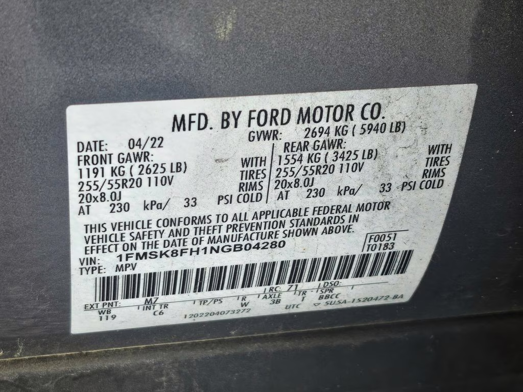 2022 Gray Metallic Ford Explorer Limited 4X4 SUV