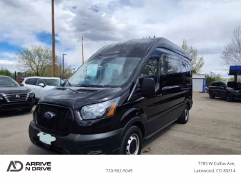 2024 Black Ford Transit 350 Passenger Van XL w/High Roof Van 3D RWD