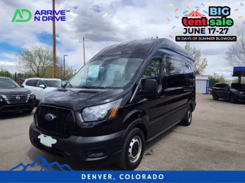 2024 Black Ford Transit 350 Passenger Van XL w/High Roof Van 3D RWD