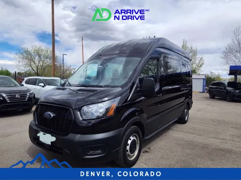 2024 Black Ford Transit 350 Passenger Van XL w/High Roof Van 3D RWD