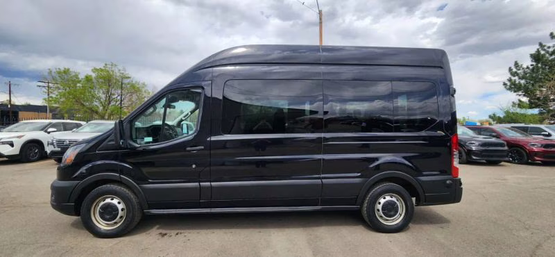 2024 Black Ford Transit 350 Passenger Van XL w/High Roof Van 3D RWD