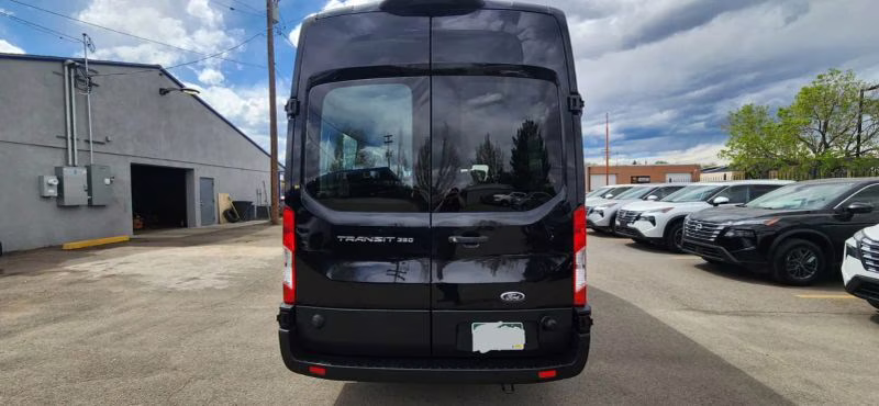 2024 Black Ford Transit 350 Passenger Van XL w/High Roof Van 3D RWD