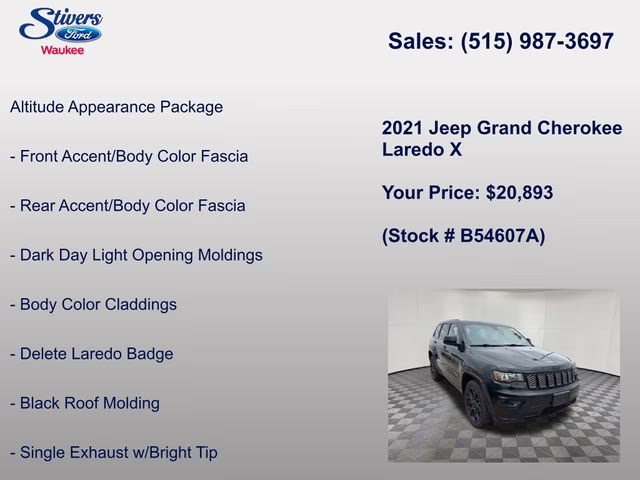 2021 Diamond Black Crystal Pearlcoat Jeep Grand Cherokee Laredo X 4X4 SUV