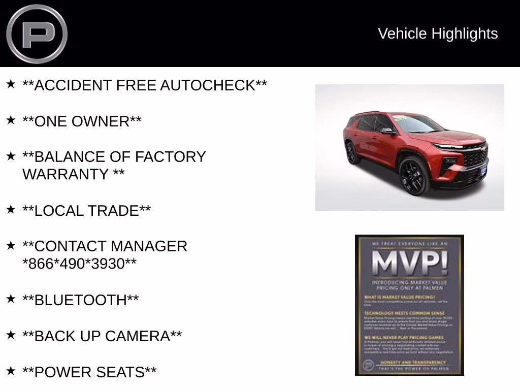 2024 Radiant Red Tintcoat Chevrolet Traverse RS FWD SUV