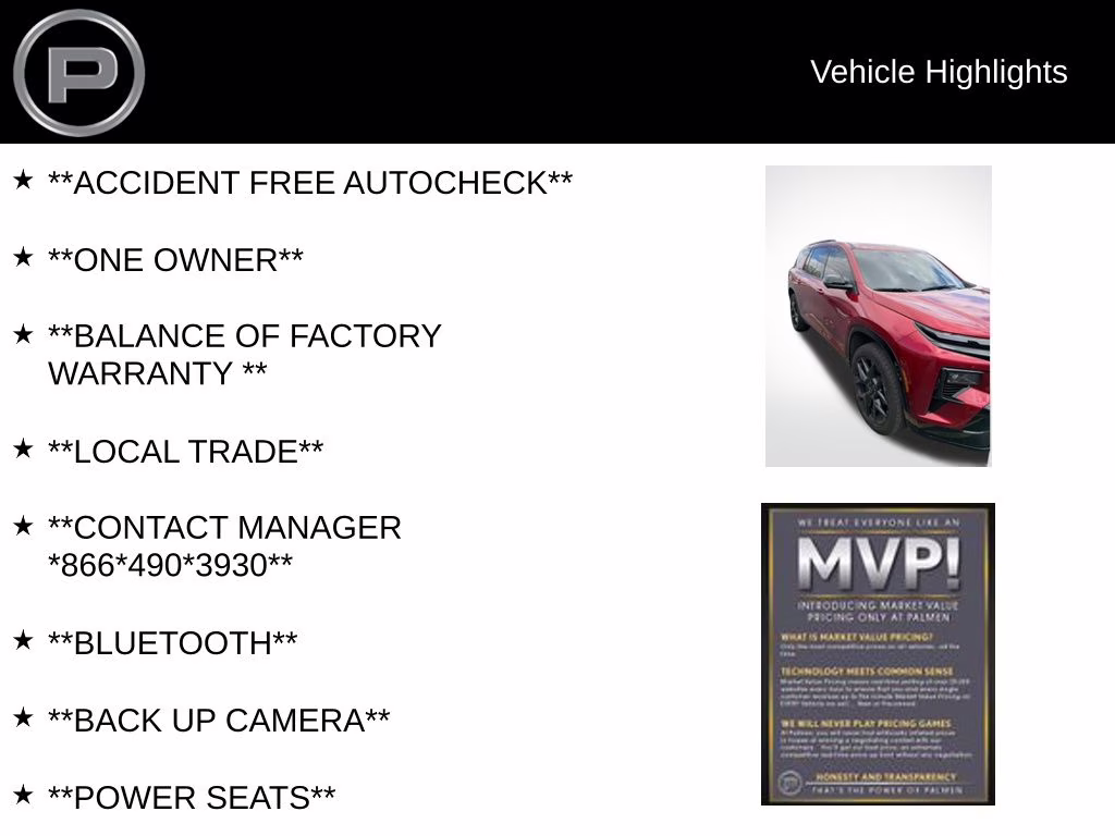 2024 Radiant Red Tintcoat Chevrolet Traverse RS FWD SUV