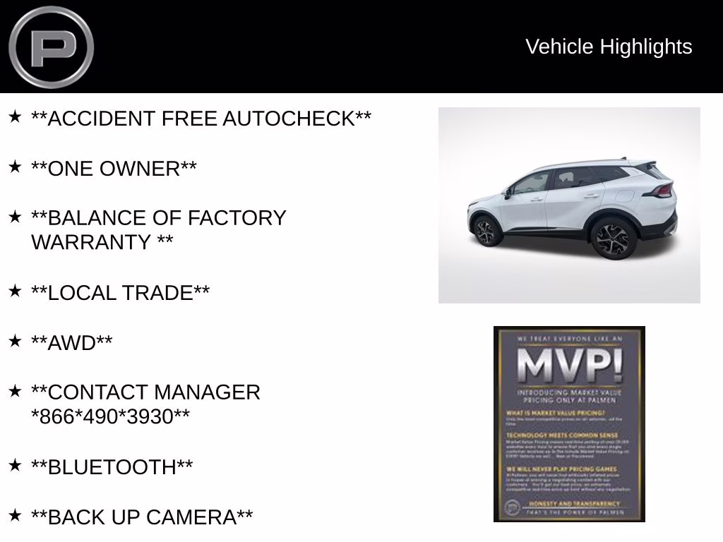 2023 Glacial White Pearl Kia Sportage EX AWD SUV