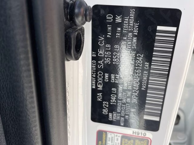 2023 Clear White Kia Rio S FWD Sedan