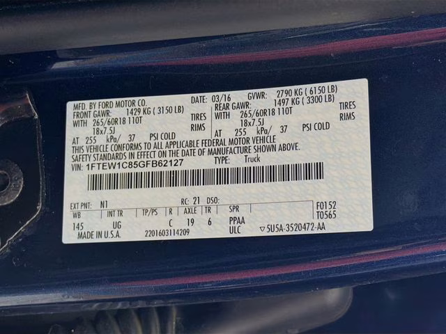 2016 Blue Ford F-150 XLT RWD Truck