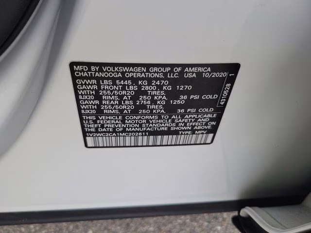 2021 Pure White Volkswagen Atlas Cross Sport 2.0T SE w/Technology FWD SUV