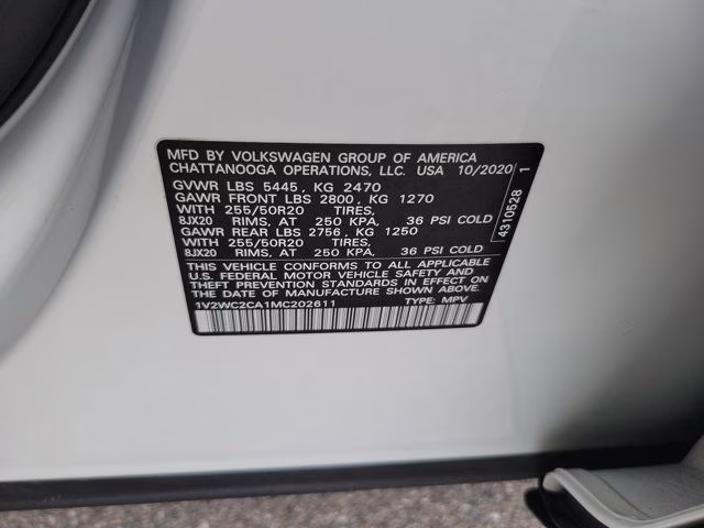 2021 Pure White Volkswagen Atlas Cross Sport 2.0T SE w/Technology FWD SUV