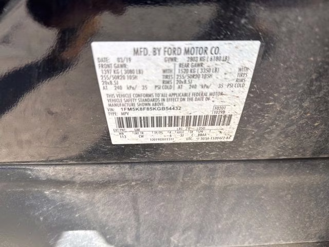 2019 Black Metallic Ford Explorer Limited 4X4 SUV