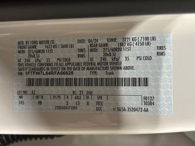 2024 Star White Metallic Tri-Coat Ford F-150 Platinum 4X4 Truck