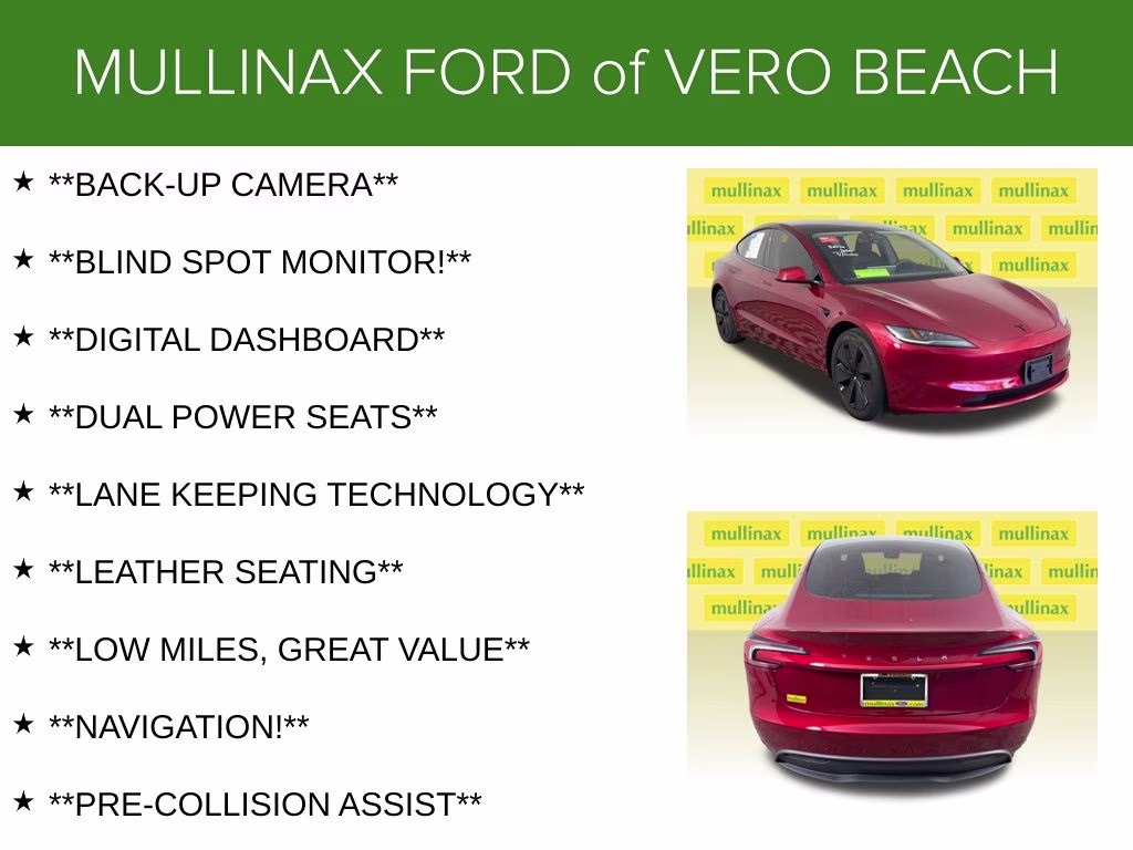 2024 Ultra Red Tesla Model 3 Base RWD Sedan