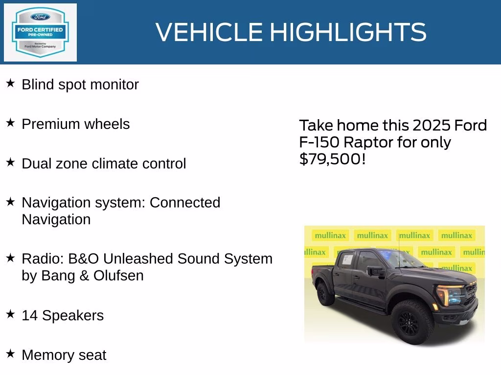 2025 Agate Black Metallic Ford F-150 Raptor 4X4 Truck
