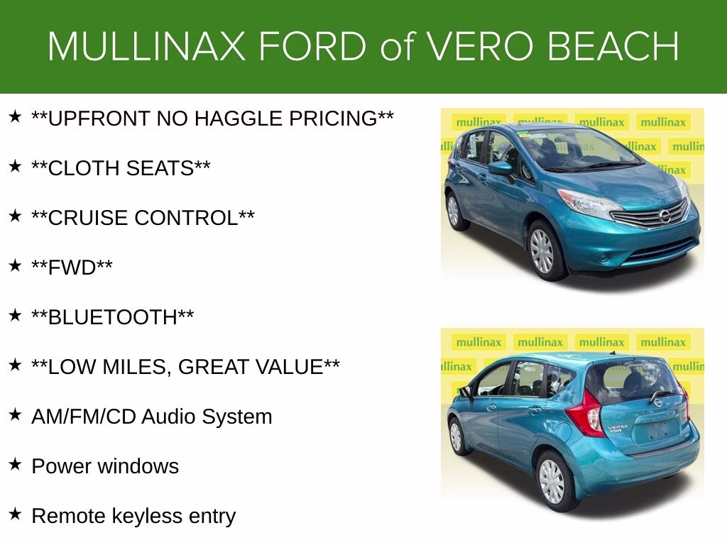 2015 Metallic Peacock Nissan Versa Note SV FWD Hatchback