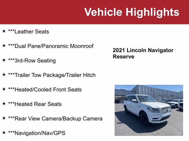 2021 Pristine White Lincoln Navigator Reserve 4X4 SUV