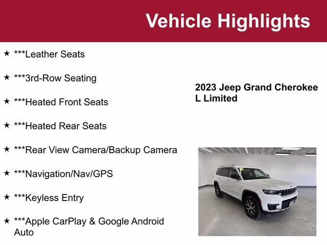 2023 Bright White Clearcoat Jeep Grand Cherokee L Limited 4X4 SUV