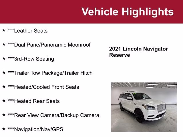 Used 2021 Lincoln Navigator Reserve with VIN 5LMJJ2LT1MEL04412 for sale in Waite Park, Minnesota