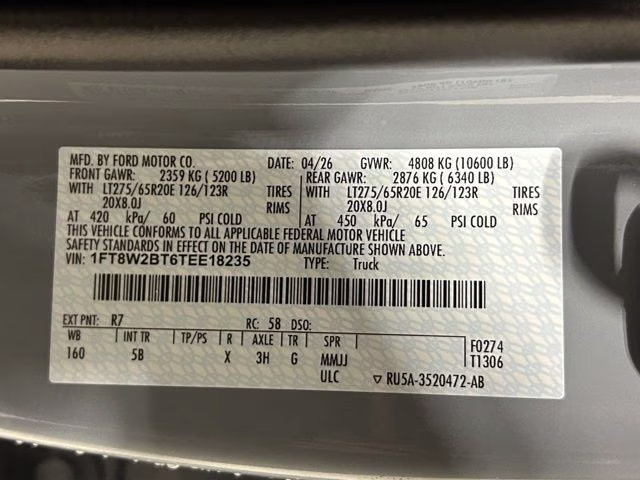 2026 Glacier Gray Met Tri-Coat Ford Super Duty F-250 SRW Lariat Black Appearance 4X4 Truck