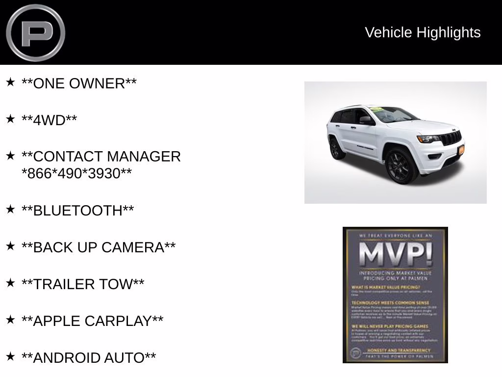2021 Bright White Clearcoat Jeep Grand Cherokee 80th Anniversary Edition 4X4 SUV