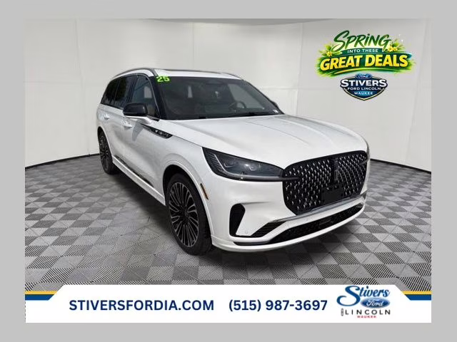 2025 White Metallic Lincoln Aviator Black Label AWD SUV