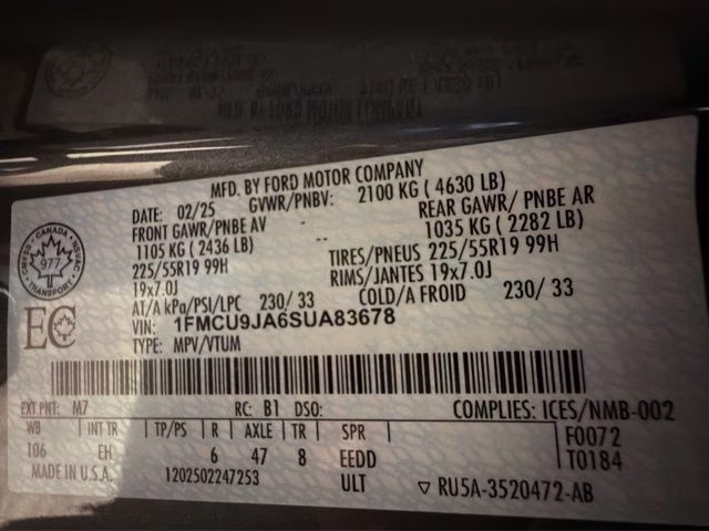 2025 Carbonized Gray Metallic Ford Escape Platinum AWD SUV