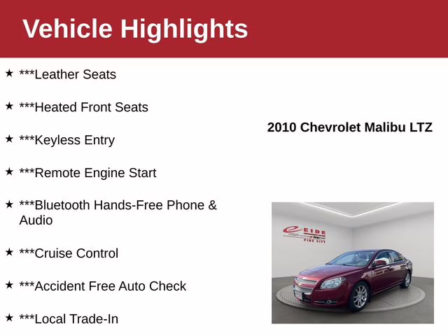 2010 Red Jewel Tintcoat Chevrolet Malibu LTZ FWD Sedan