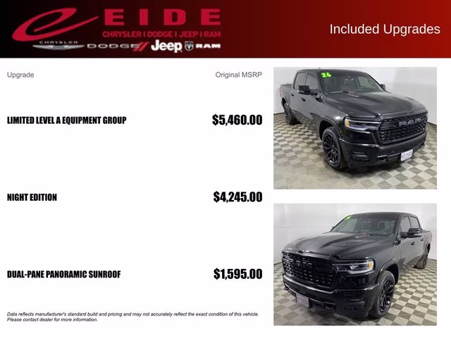 2026 Diamond Black Crystal Pearlcoat Ram 1500 Limited 4X4 Truck