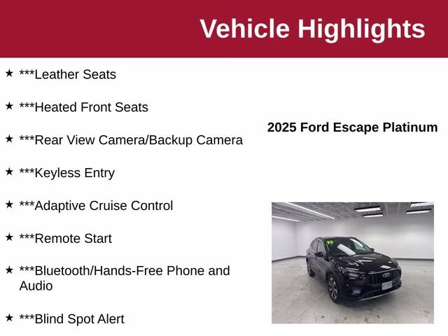 2025 Agate Black Metallic Ford Escape Platinum AWD SUV