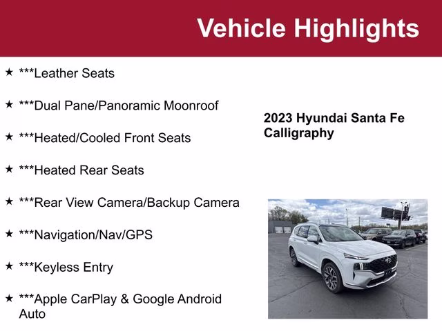 Used 2023 Hyundai Santa Fe Ultimate Calligraphy with VIN 5NMS5DAL8PH592249 for sale in Waite Park, Minnesota