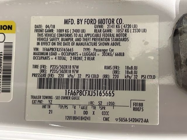2018 Oxford White Ford Mustang GT RWD Coupe