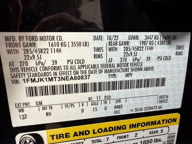 2022 Agate Black Metallic Ford Expedition Max Platinum 4X4 SUV