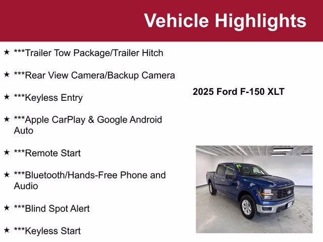 2025 Atlas Blue Metallic Ford F-150 XLT 4X4 Truck