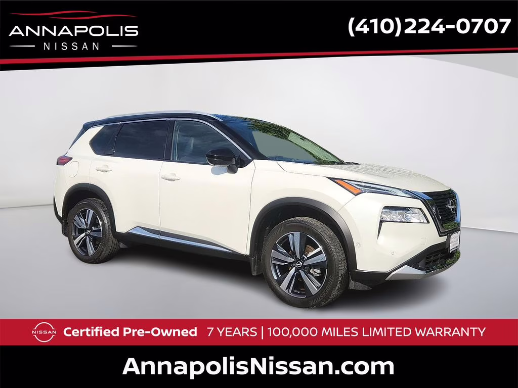 2023 Pearl White Tricoat/Super Black Nissan Rogue Platinum AWD SUV