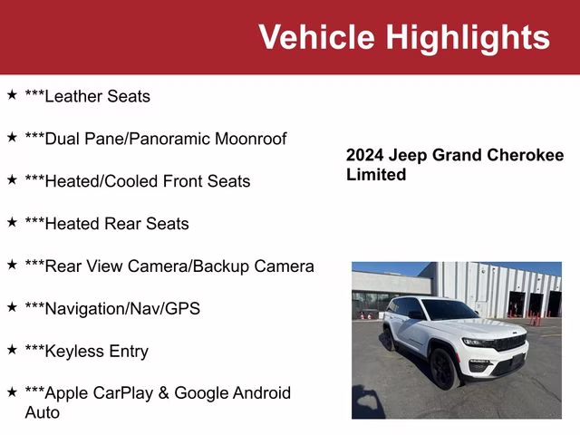 2024 Bright White Clearcoat Jeep Grand Cherokee Limited 4X4 SUV