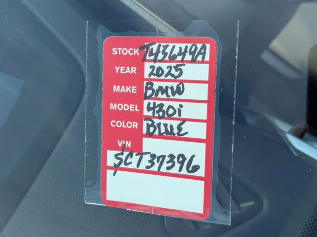 2025 Arctic Race Blue Metallic BMW 4 Series 430i RWD Convertible