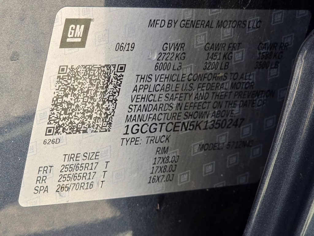 2019 Shadow Gray Metallic Chevrolet Colorado LT 4X4 Truck