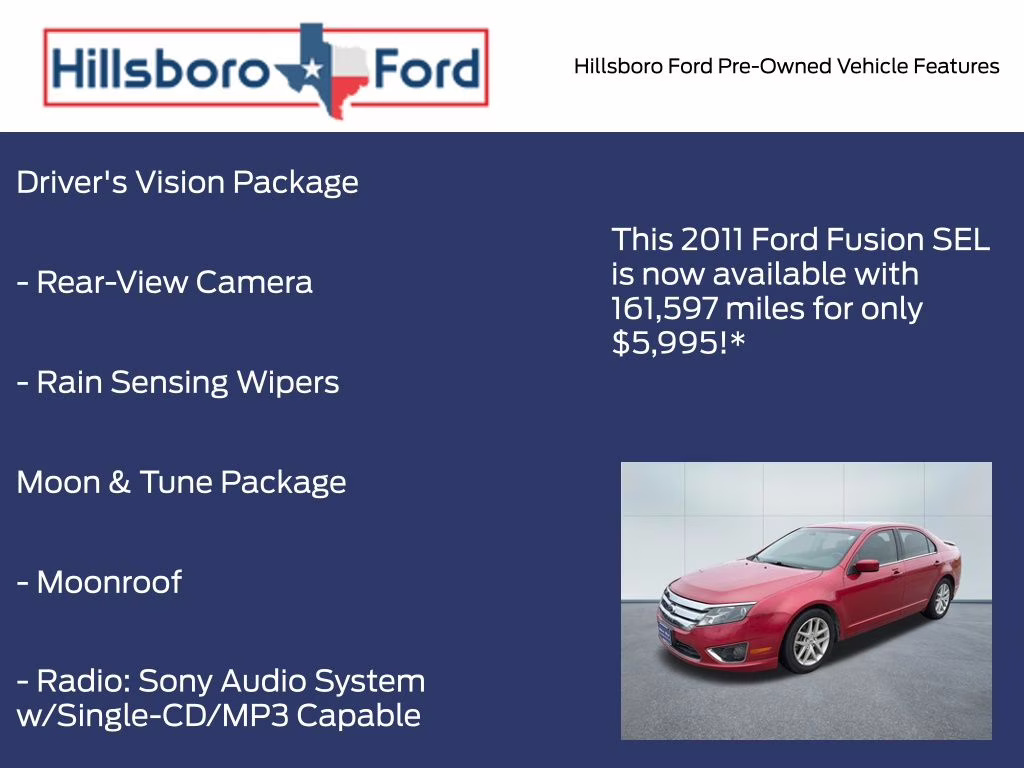 2011 Red Candy Metallic Tinted Clearcoat Ford Fusion SEL FWD Sedan