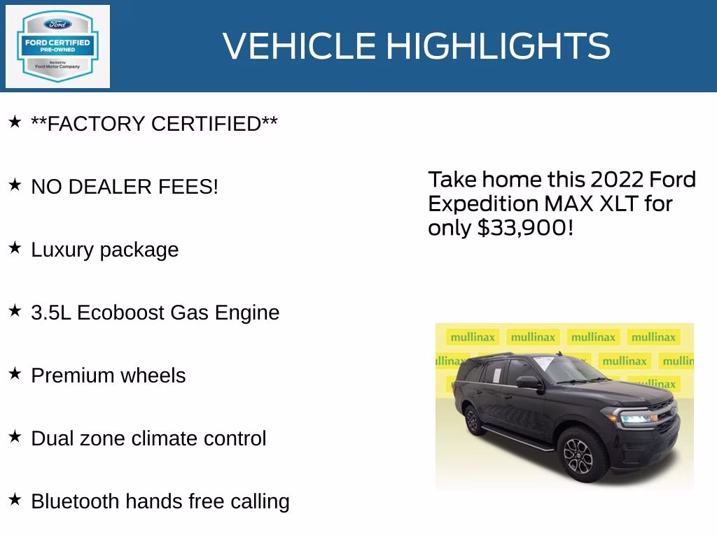 2022 Agate Black Metallic Ford Expedition Max XLT RWD SUV